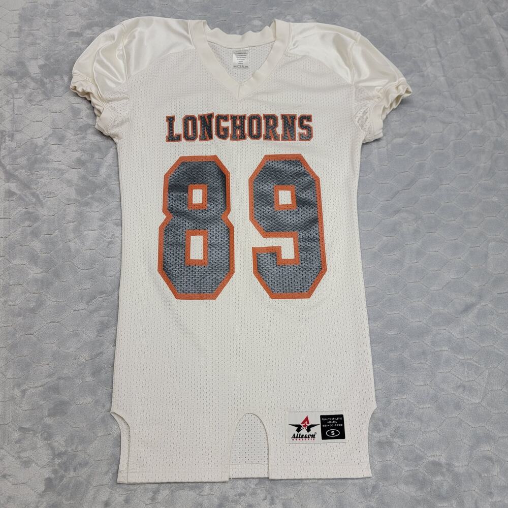 Alleson Athletic Longhorns 89 Football Practice Jersey White Mesh Size S
